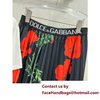 Dolce  &  Gabbana WHITE T-SHIRT AND ROSE PRINTED SKIRT 2023